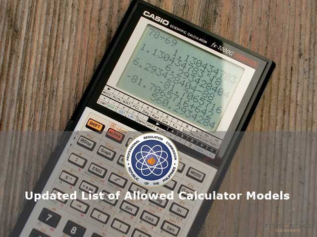 Updated 2018 Prc List Of Allowed Calculator Models Topnotcher Ph - 